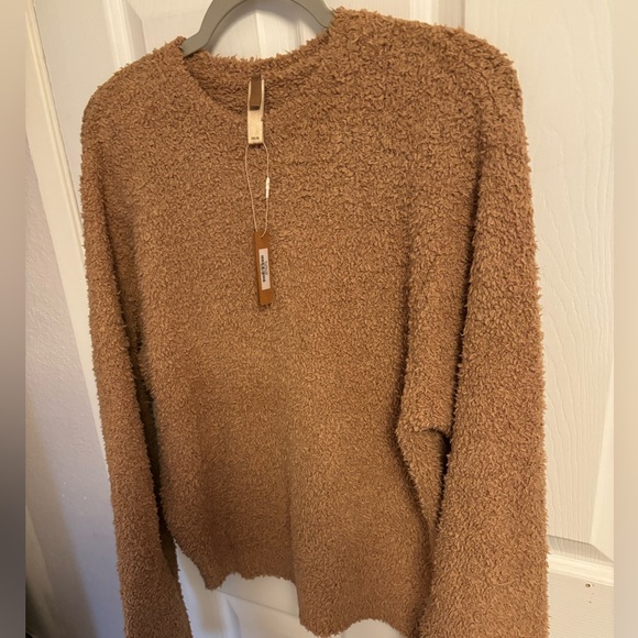 Skims Camel Tan Cozy Knit Crewneck Sweatshirt Sweater Top, XXS XS - Picture 7 of 7